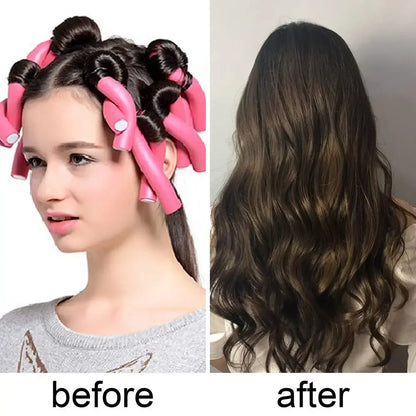 10pcs Flexible Hair Curling Rod Hair Curler Makers Soft Foam Bendy Twist Curls Flexi Rollers Styling Tools Hair Roller No Heat