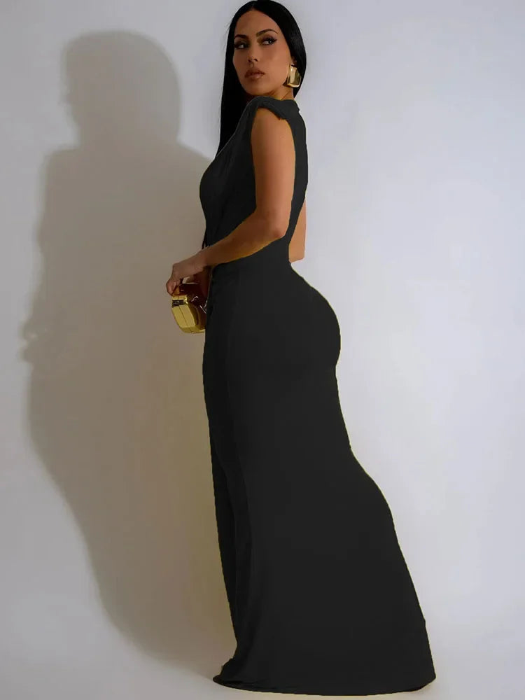 Elegant Ruched Bodycon Maxi Dresses