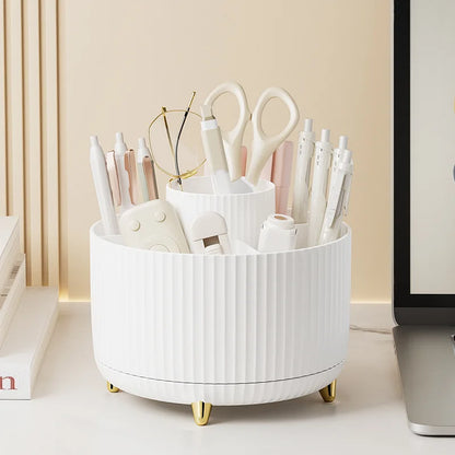 Makeup Brush Holder Organizer,360° Rotating Makeup Brush Organizer,5 Slot Make up Brushes Cup for Cosmetics, Nail Polish, Art Supply, Bathroom Vanity Desktop Organizer