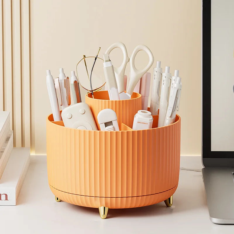Makeup Brush Holder Organizer,360° Rotating Makeup Brush Organizer,5 Slot Make up Brushes Cup for Cosmetics, Nail Polish, Art Supply, Bathroom Vanity Desktop Organizer