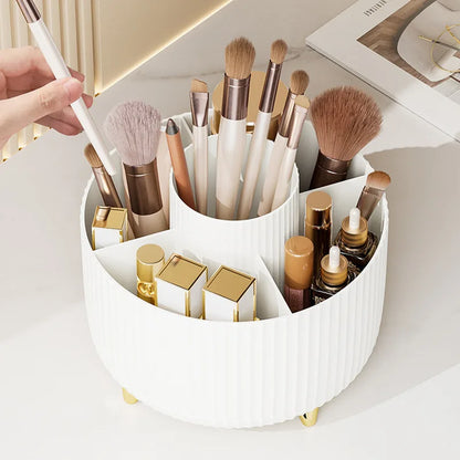 Makeup Brush Holder Organizer,360° Rotating Makeup Brush Organizer,5 Slot Make up Brushes Cup for Cosmetics, Nail Polish, Art Supply, Bathroom Vanity Desktop Organizer
