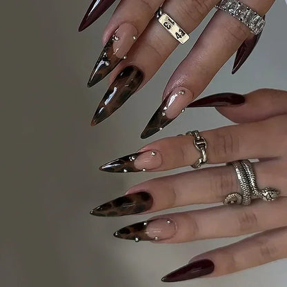 24pcs/Box Long Coffin False Press on Nails