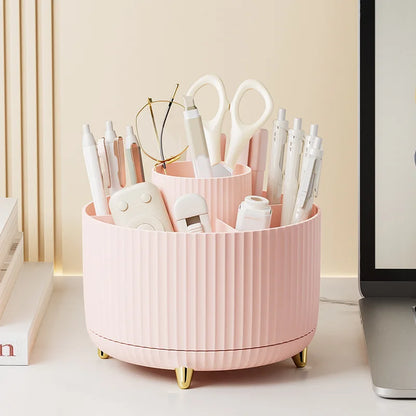 Makeup Brush Holder Organizer,360° Rotating Makeup Brush Organizer,5 Slot Make up Brushes Cup for Cosmetics, Nail Polish, Art Supply, Bathroom Vanity Desktop Organizer
