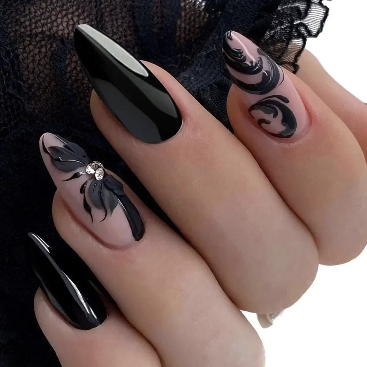 24pcs/Box Long Coffin False Press on Nails