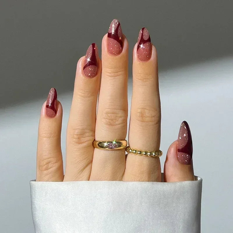 24pcs/Box Long Coffin False Press on Nails