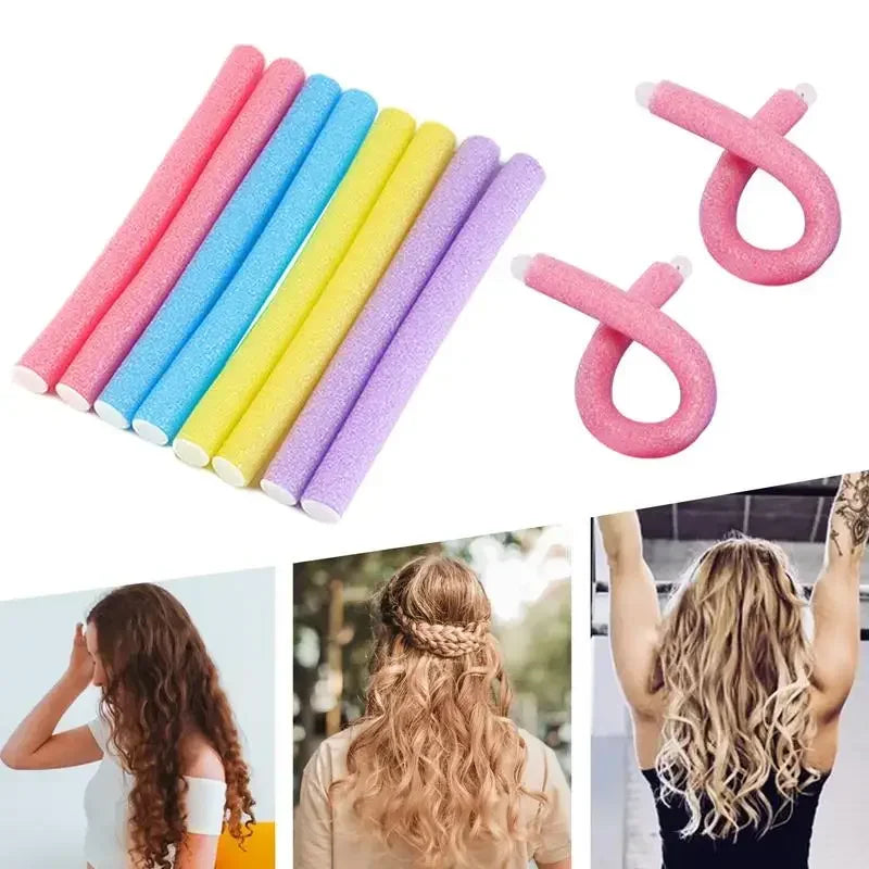 10pcs Flexible Hair Curling Rod Hair Curler Makers Soft Foam Bendy Twist Curls Flexi Rollers Styling Tools Hair Roller No Heat