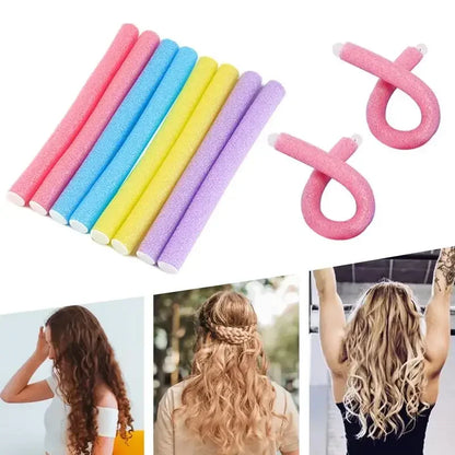 10pcs Flexible Hair Curling Rod Hair Curler Makers Soft Foam Bendy Twist Curls Flexi Rollers Styling Tools Hair Roller No Heat