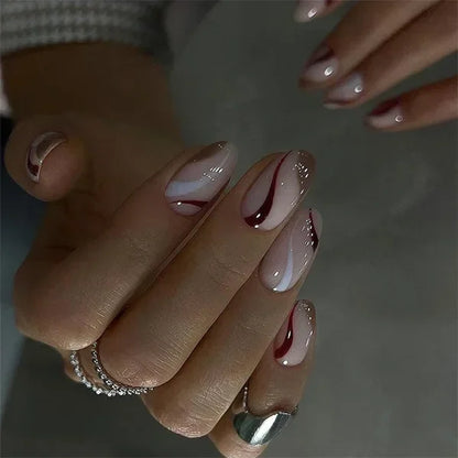 24pcs/Box Long Coffin False Press on Nails