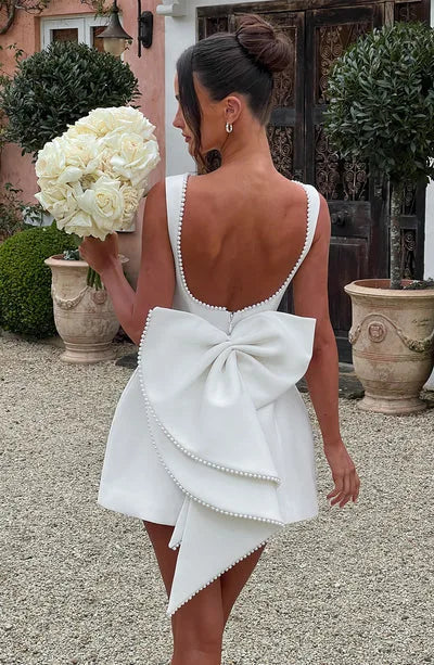 Steal Your Heart Bow Backless Mini Dress