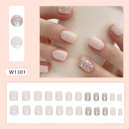 24pcs Square False Press On Nails