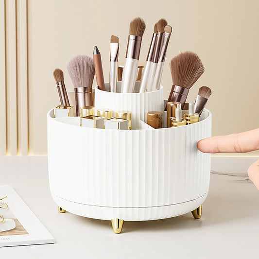 Makeup Brush Holder Organizer,360° Rotating Makeup Brush Organizer,5 Slot Make up Brushes Cup for Cosmetics, Nail Polish, Art Supply, Bathroom Vanity Desktop Organizer