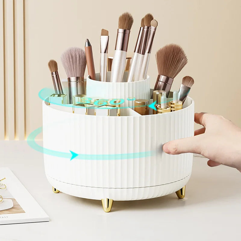 Makeup Brush Holder Organizer,360° Rotating Makeup Brush Organizer,5 Slot Make up Brushes Cup for Cosmetics, Nail Polish, Art Supply, Bathroom Vanity Desktop Organizer