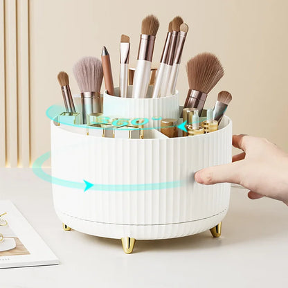 Makeup Brush Holder Organizer,360° Rotating Makeup Brush Organizer,5 Slot Make up Brushes Cup for Cosmetics, Nail Polish, Art Supply, Bathroom Vanity Desktop Organizer