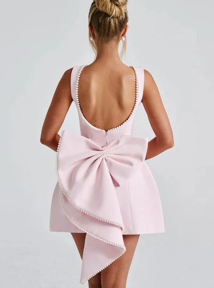 Steal Your Heart Bow Backless Mini Dress