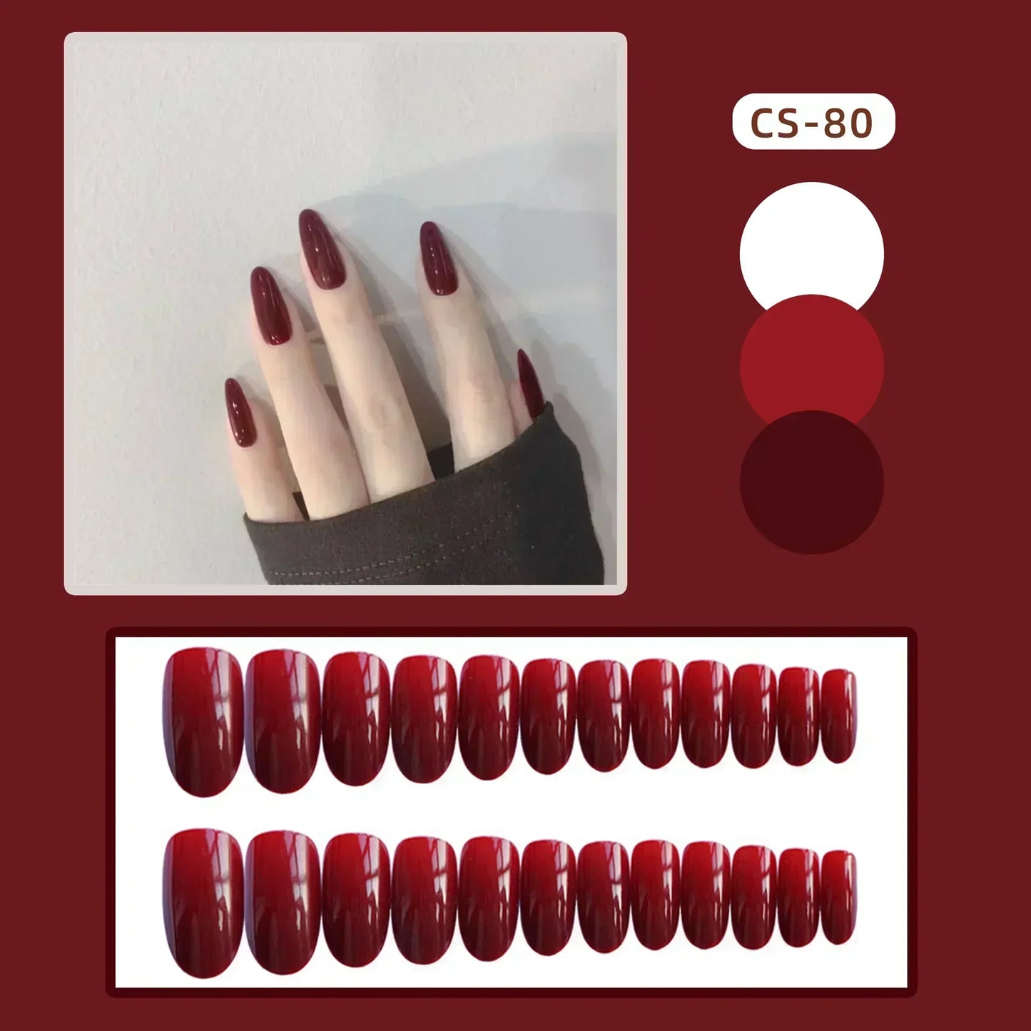 24pcs/Box Long Coffin False Press on Nails
