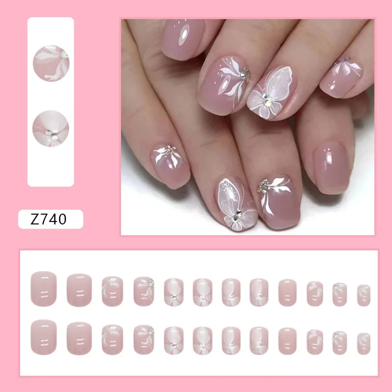 24pcs Square False Press On Nails