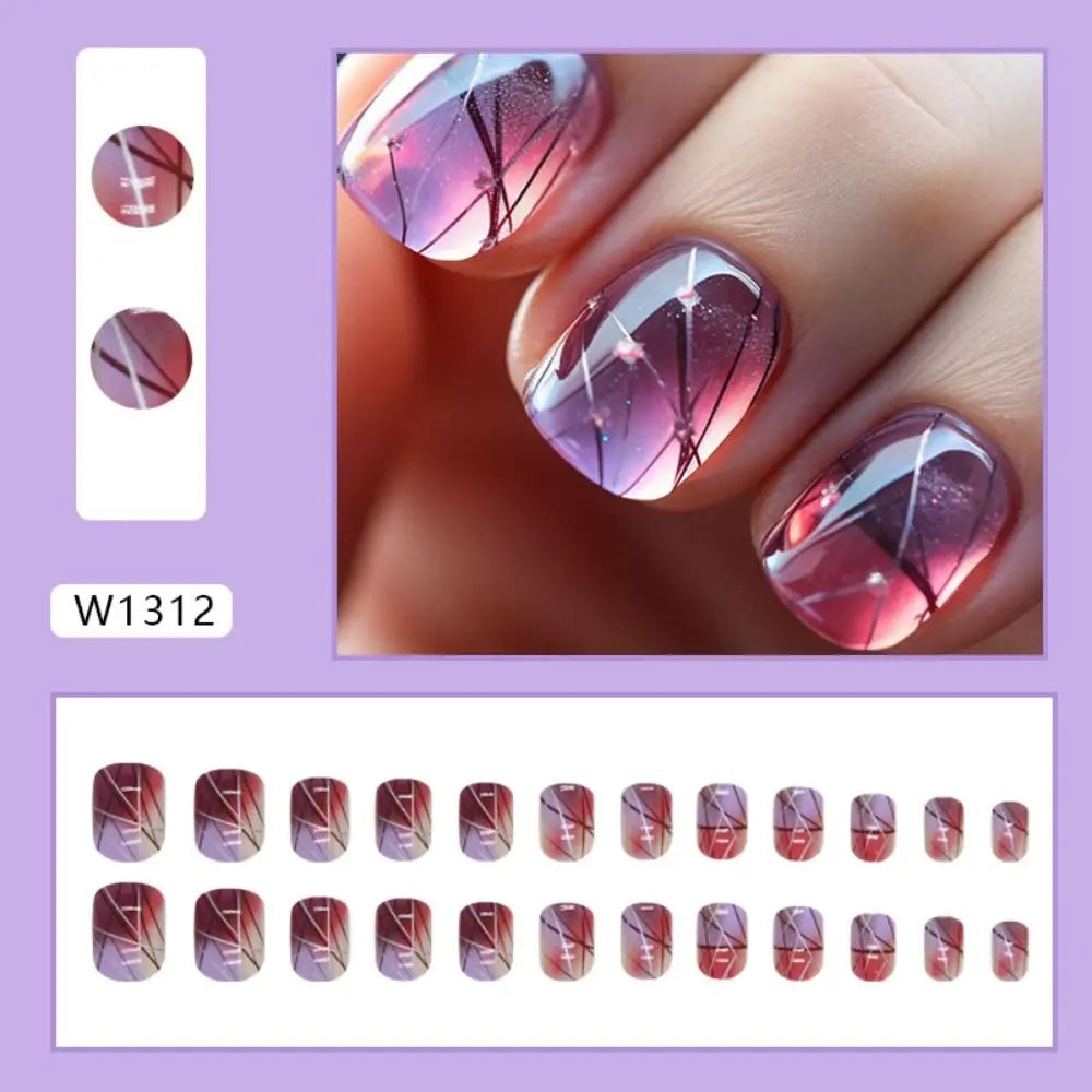 24pcs Square False Press On Nails