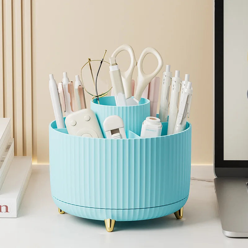 Makeup Brush Holder Organizer,360° Rotating Makeup Brush Organizer,5 Slot Make up Brushes Cup for Cosmetics, Nail Polish, Art Supply, Bathroom Vanity Desktop Organizer