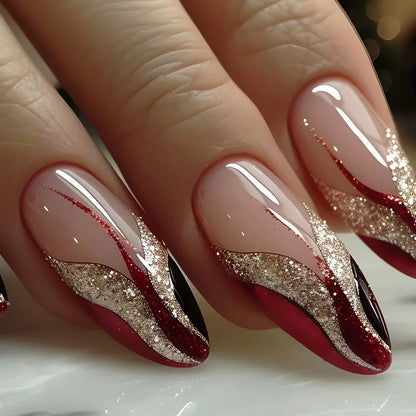 24pcs/Box Long Coffin False Press on Nails