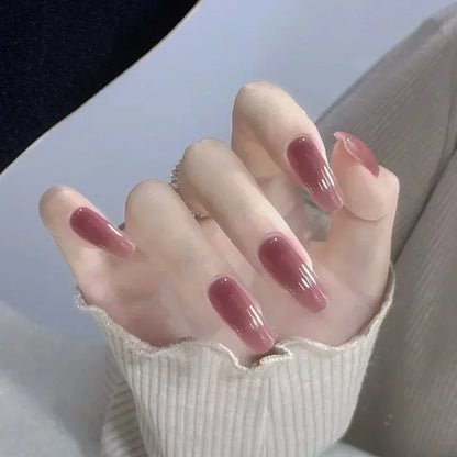 24pcs/Box Long Coffin False Press on Nails