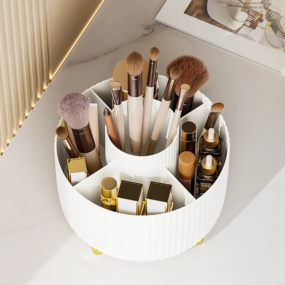Makeup Brush Holder Organizer,360° Rotating Makeup Brush Organizer,5 Slot Make up Brushes Cup for Cosmetics, Nail Polish, Art Supply, Bathroom Vanity Desktop Organizer