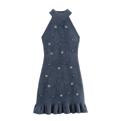 City Chic Pearl Beaded Faux Fur Autumn Dress