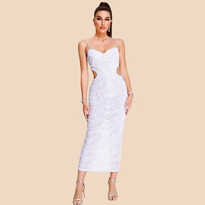 Alora Pearl Beads Maxi Dress