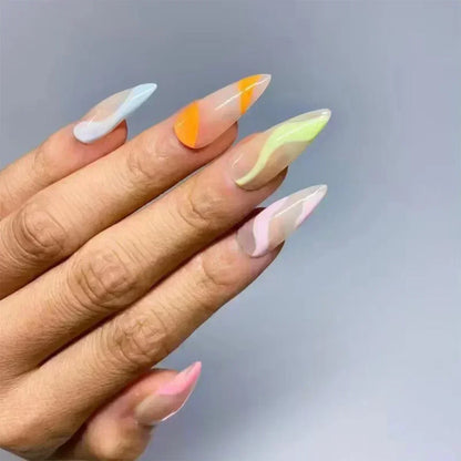 24pcs/Box Long Coffin False Press on Nails