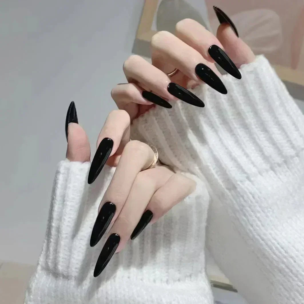 24pcs/Box Long Coffin False Press on Nails
