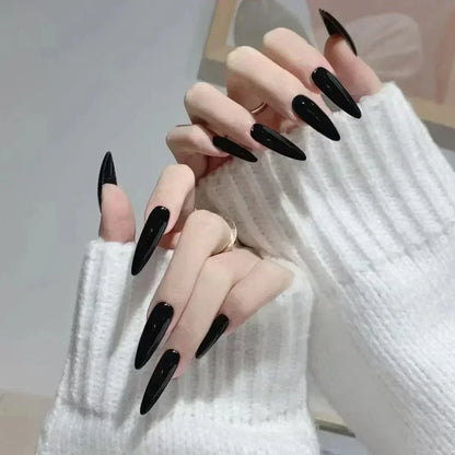 24pcs/Box Long Coffin False Press on Nails