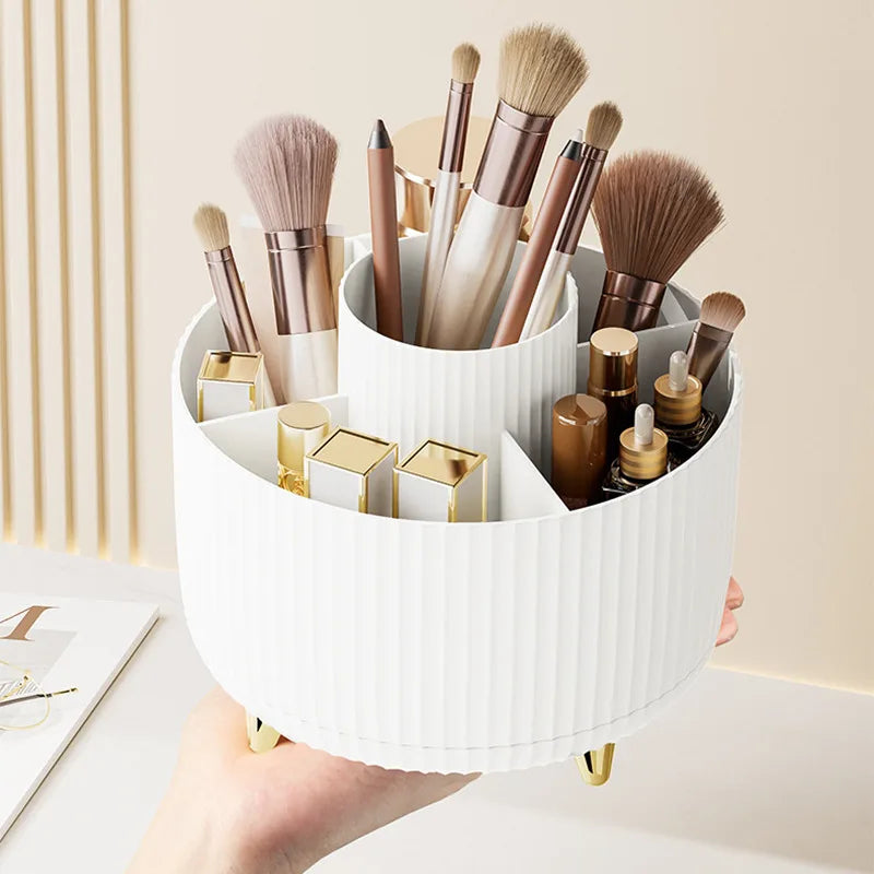 Makeup Brush Holder Organizer,360° Rotating Makeup Brush Organizer,5 Slot Make up Brushes Cup for Cosmetics, Nail Polish, Art Supply, Bathroom Vanity Desktop Organizer