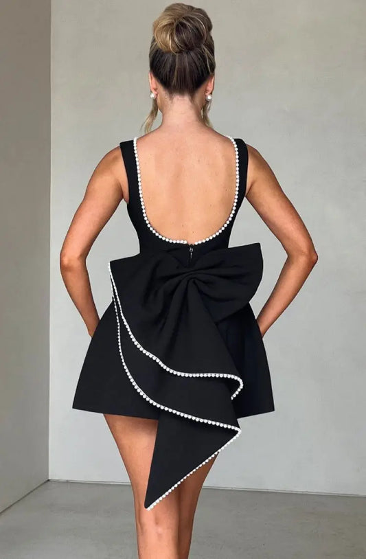 Steal Your Heart Bow Backless Mini Dress