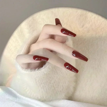 24pcs/Box Long Coffin False Press on Nails