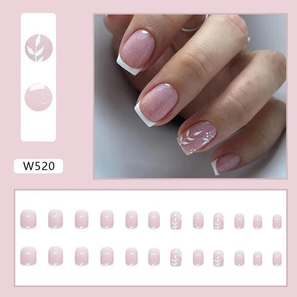 24pcs Square False Press On Nails