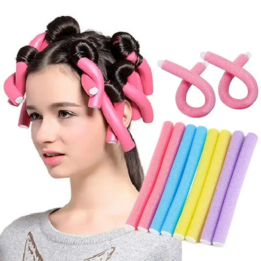 10pcs Flexible Hair Curling Rod Hair Curler Makers Soft Foam Bendy Twist Curls Flexi Rollers Styling Tools Hair Roller No Heat