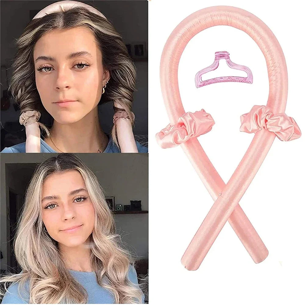 Heatless Curling Rod Headband No Heat Silk Curls Ribbon Hair Rollers Sleeping Soft Headband Lazy Hair Curlers Hair Styling Tools. Overnight Heatless Curling Set with Hair Scrunchies and Clip
