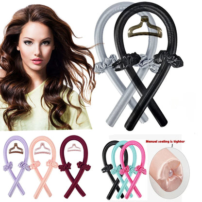 Heatless Curling Rod Headband No Heat Silk Curls Ribbon Hair Rollers Sleeping Soft Headband Lazy Hair Curlers Hair Styling Tools. Overnight Heatless Curling Set with Hair Scrunchies and Clip